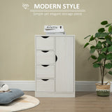 HOMCOM Freestanding Storage Cabinet, Bathroom Floor Cabinet with 4 Drawers and Door, White Wood Grain HOMCOM