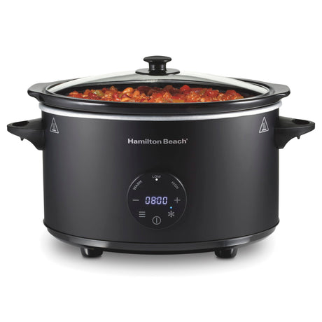 Hamilton Beach 6 Quart Set & Forget Programmable Slow Cooker with Defrost Function, Flexible Programming With Adjustable Countdown Timer, Dishwasher Safe Crock and Lid, Black (33765) Hamilton Beach