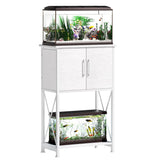 Herture 5-10 Gallon Fish Tank Stand, Metal Double Aquarium Stand with Cabinet for Fish Tank Accessories Storage, Heavy Duty 20.5" L* 11.02" W Tabletop, 500LBS Capacity White PG06YGW Herture