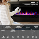 LEMBERI Fireplace tv Stand with 36 inch Fireplace Up to 80" TVs,LED Light Entertainment Center and Storage, 70" Modern Wood Media TV Console with Highlight Cabinet for Living Room (Black) LEMBERI