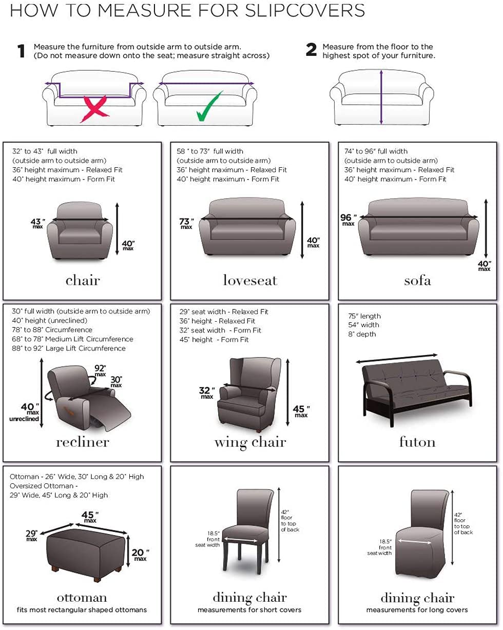 SureFit Essential Twill Parent Listing (Wing Chair, White) SureFit