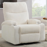 Manual Recliner Chair with Pull Ring, 3 Position 140° Reclining Sofa for Living Room, Nursery, RV, and Office,Oversized Recliner Chairs for Adults(White Corduroy Fabric) AIWOEN