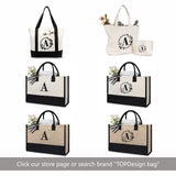 TOPDesign Classic White & Black Cotton Canvas Tote Bag, DIY Your Creativ Designs (Blank) TOPDesign