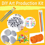 MSACC 125PCS Rock Painting DIY Kit, Arts and Crafts for Girls Boys Rocks Tween Gift Art Set, Craft Kits with Gem Stickers Googly Eyes Paintbrushes DIY Twisting Stick Mini Bows Yarn Pom Pom Balls MSACC