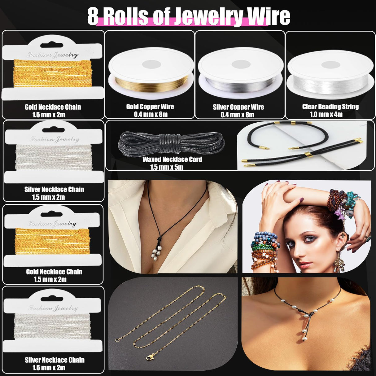 MONVICT Jewelry Making Supplies Kit with Jewelry Making Tools, Findings, Necklace Chain, Jewelry Wires, Adjustable Magnifier, Carry Bag, Meet All The Needs of Jewelry Making, Repair, Beading MONVICT