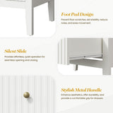 RoyalCraft White Fluted 4 Drawer Dresser for Bedroom, Modern Chest of Drawers, Wood Dresser for Storage Clothes, Wooden Storage Cabinet Nightstand for Bedroom, Hallway, Living Room, Entryway RoyalCraft