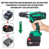 for Milwaukee M18 18V Battery Adapter Convert to for Hitachi 18V Lithium Cordless Tool and Metabo18V (Not 36V) Slide Style Tools Crtbelfy