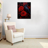 Tucocoo Red Rose and Raven DIY Paint by Number for Adults Beginners Delicate Flowers Painting by Number on Canvas with Brushes and Acrylic Pigment Dark Style Easy to Paint Without Frame 16 x 20inch Tucocoo