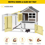 Aivituvin 51.6''L Rabbit Hutch Outdoor Chicken Coop Indoor Bunny Cage with Run,Guinea Pig House Pull Out Upper Tray 51.6" L x 25.2" W x 36.2" H (Brown) Aivituvin