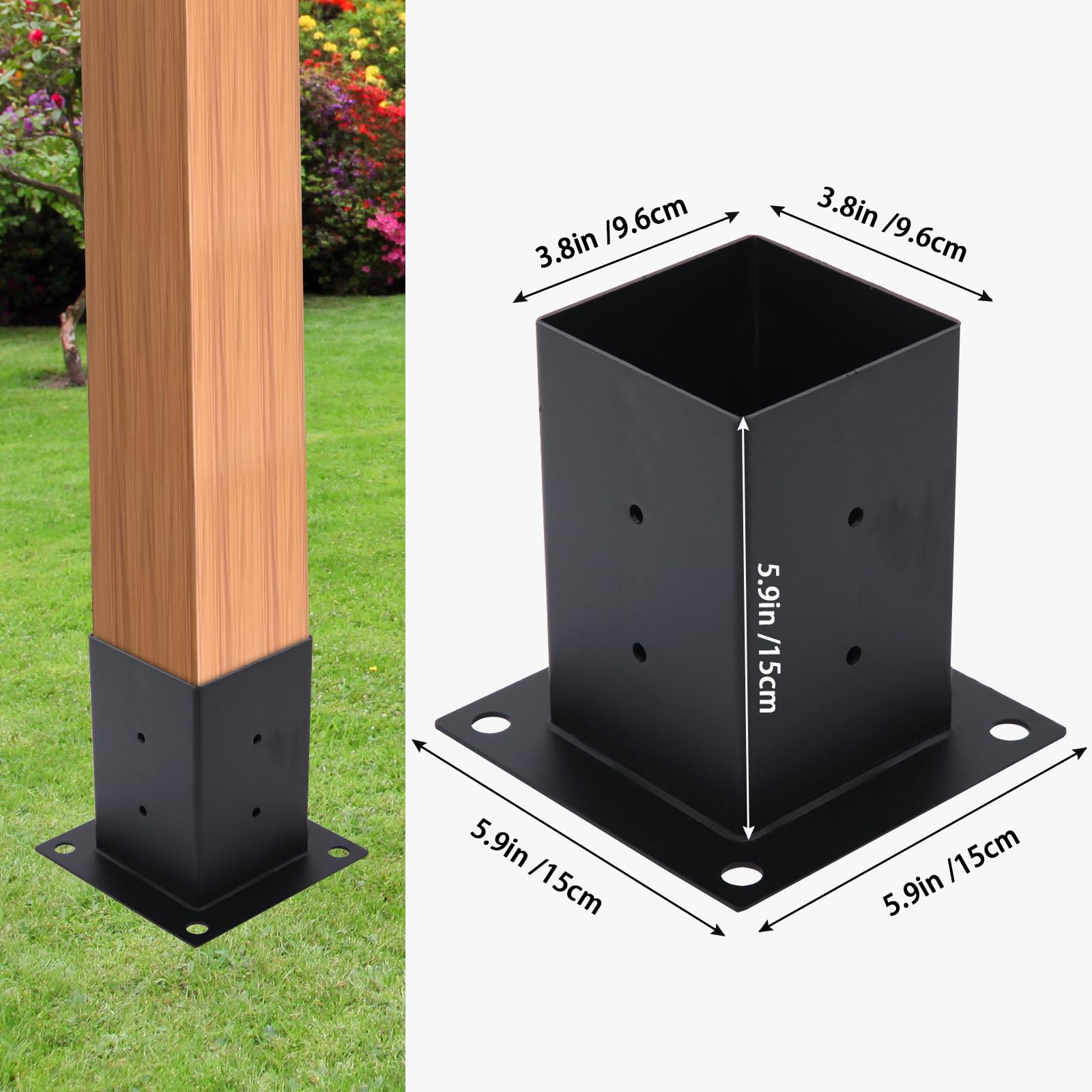 Pergola Brackets Kit 4''x4'' 4 Way Patio Bracket and Pergola Post Base Brackets for Patio Canopies Garden Gazebos Bracket(4Pcs) - WoodArtSupply