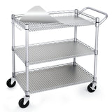 WDT 990Lbs Capacity Heavy Duty Rolling Utility Cart, NSF Rolling Carts with Wheels,Commercial Grade Metal Cart with Handle Bar & Shelf Liner,Trolley Serving Cart for Restaurant,Kitchen,Gray WDT