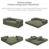 KSTNLUXQ Compression Sofa - 79'' Convertible Sofa Bed, Boneless Couch in a Box, Modular Corduroy Foldable Sleeper Sofa with 2 Pillows, Loveseat Couches for Living Room (Corduroy Fabric, Green) KSTNLUXQ