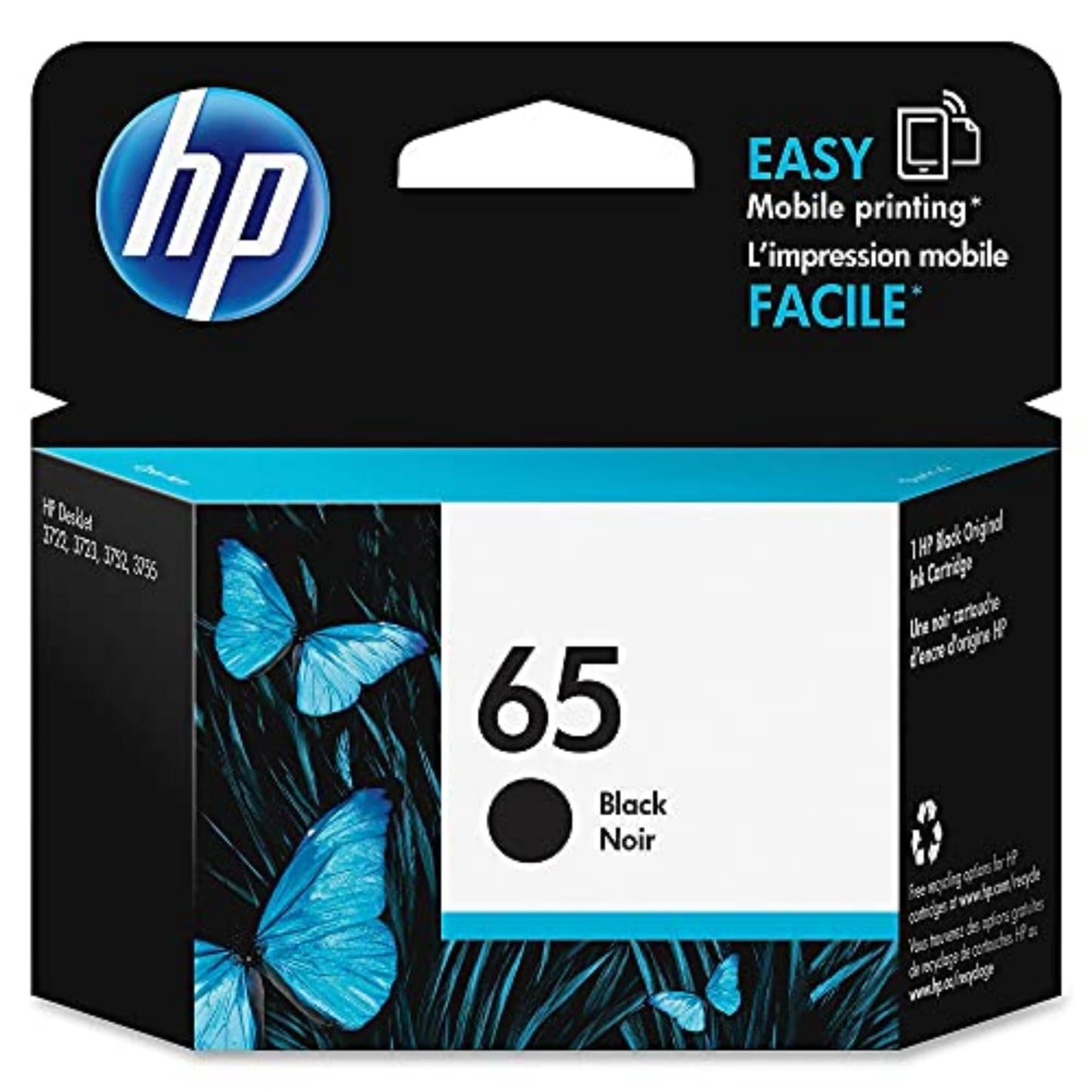 HP 65 Black Ink Cartridge | Works with HP AMP 100 Series, HP DeskJet 2600, 3700 Series, HP ENVY 5000 Series | Eligible for Instant Ink | N9K02AN