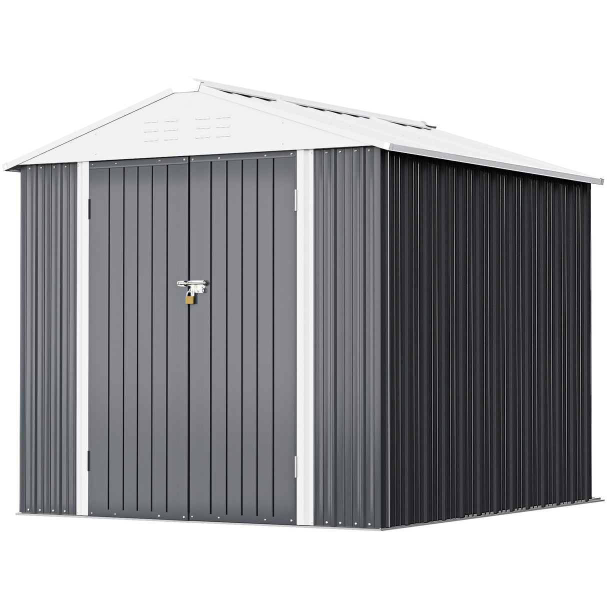 Greesum Metal Outdoor Storage Shed 6FT x 4FT, Steel Utility Tool Shed Storage House with Door & Lock, Metal Sheds Outdoor Storage for Backyard Garden Patio Lawn (6' x 4'), Gray Greesum