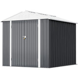 Greesum Metal Outdoor Storage Shed 6FT x 4FT, Steel Utility Tool Shed Storage House with Door & Lock, Metal Sheds Outdoor Storage for Backyard Garden Patio Lawn (6' x 4'), Gray Greesum