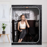 Smartmak Full Size Far Infrared Sauna, Two Person Home SPA with Time & Temperature Remote, Chairs, Light, 1 or 2 Person Privacy Indoor Saunas for Relaxation Detox,Greyborder Smartmak