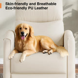 Welzona Power Swivel Rocker Recliner, 360° Swivel Nursery Rocking Chair, PU Leather Glider Rocking Recliner, Infinite Position Electric Chair for Adults with USB Port for Living Room, Beige White Welzona