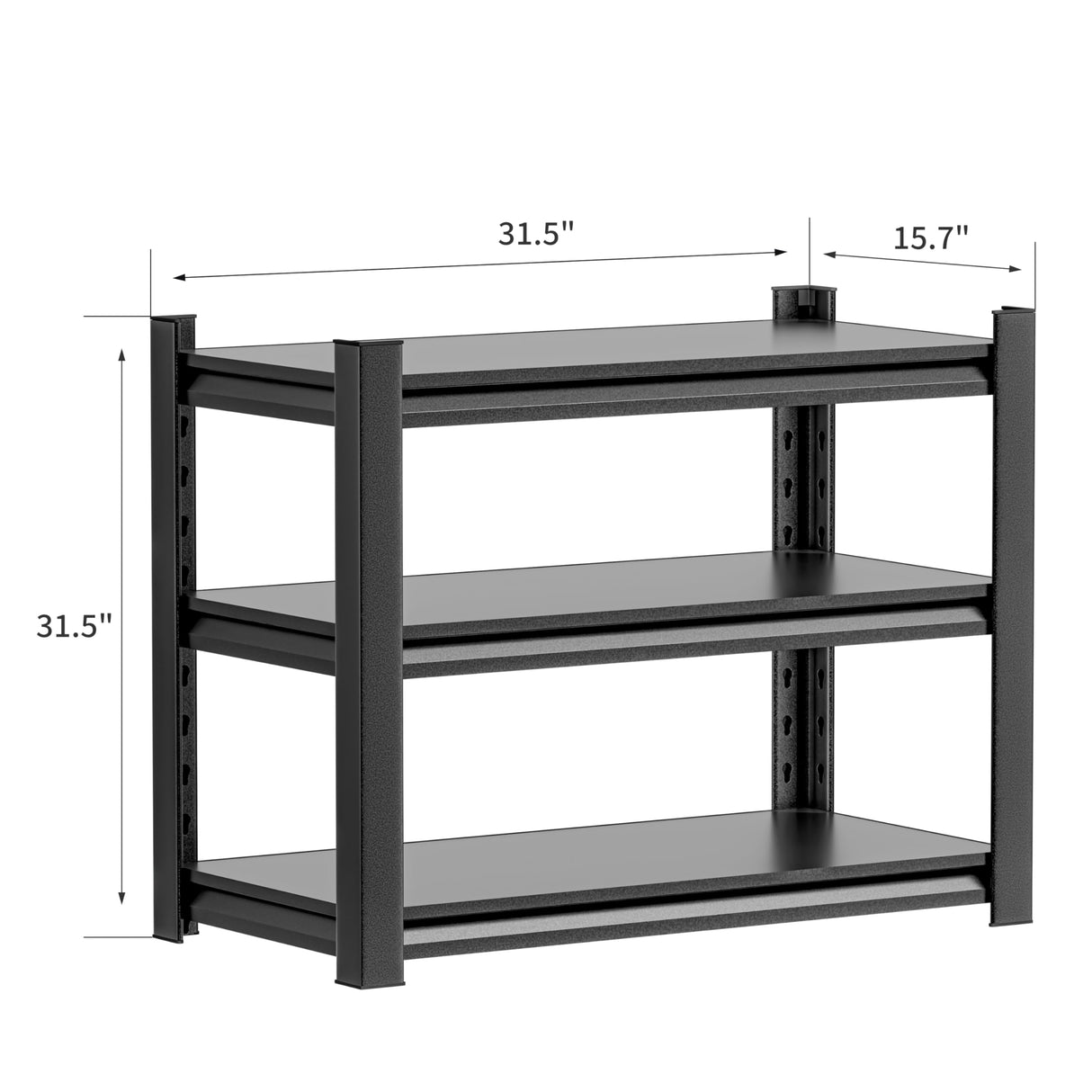 OLLRRACT Storage Shelves Garage Shelving Heavy Duty - 32''H Garage Shelves Adjustable 3 Tier Metal Shelving Unit Storage Rack Shelving Industrial Utility Shelf (31.5" Dx31.5 W x 15.7" H) OLLRRACT