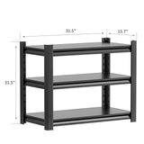 OLLRRACT Storage Shelves Garage Shelving Heavy Duty - 32''H Garage Shelves Adjustable 3 Tier Metal Shelving Unit Storage Rack Shelving Industrial Utility Shelf (31.5" Dx31.5 W x 15.7" H) OLLRRACT