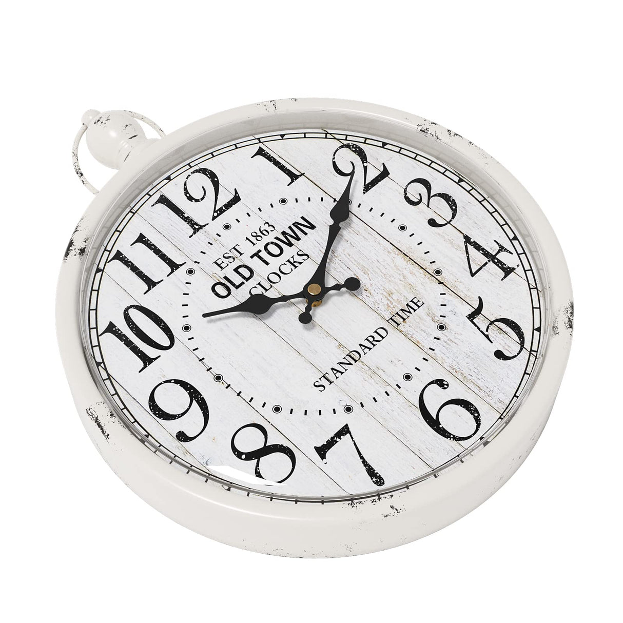 Menterry Retro Round Wall Clock. White Vintage Antique Style. Battery Operated Silent Wall Clocks for Farmhouse,Bathroom,Kitchen,Bedroom,Office, (11.8" H x 9.3" W) Menterry