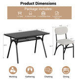 GarveeHome 5-Piece Dining Table Set for 4, Modern Kitchen Table with 4 Boucle Chairs, Rectangular Dining Table with Storage Shelf & Marble Tabletop, Beige Home Dining Furniture for Small Space GarveeHome