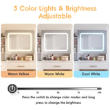 Vabches Vanity Desk with Mirror and Lights, Makeup Vanity with Charging Station, Vanity Table with Drawers, Shelves and Large Storage Cabinet for Home and Bedroom Vabches