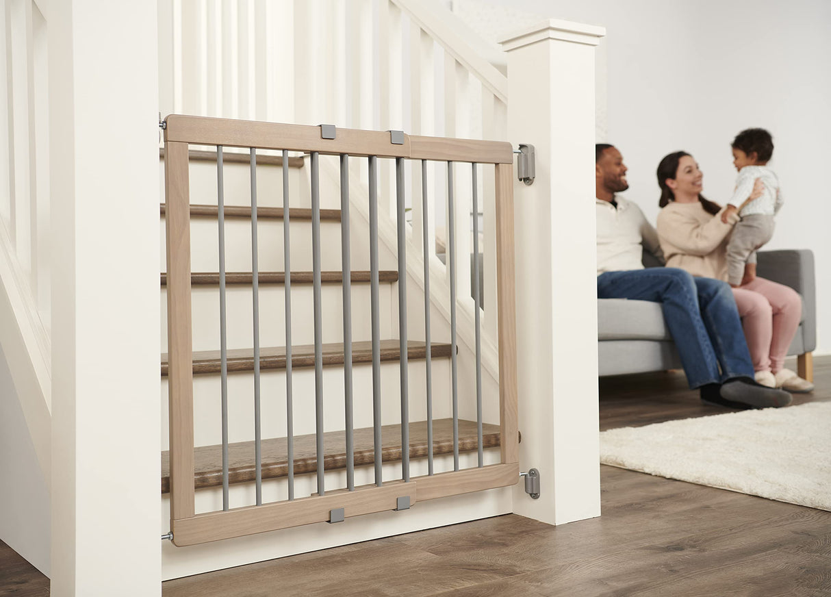 Regalo Heritage and Home Wooden Extra Wide Stairway and Hallway Walk Through Baby Safety Gate with Mounting Kit Regalo