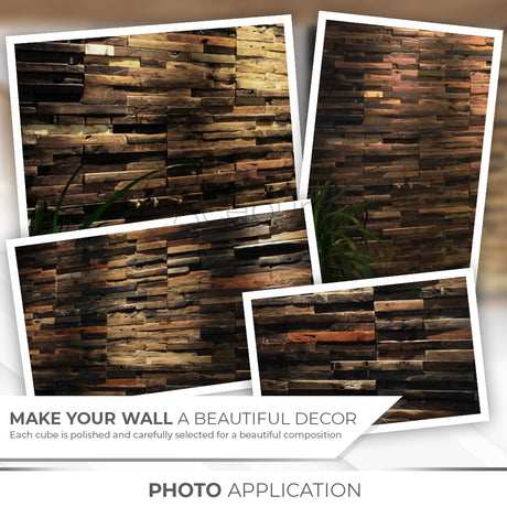Acepunch 6 Finland 3D Wooden Wall Art Panel Home Decorative Sound Absorbing Dampening Tile Soundproofing Acoustic Music Insulator Noise reduction Office Studio Room Rustic Vintage 12 x 12 in AP1237 Acepunch