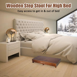 Wooden one Step Stool- Solid Pine Wood Step Riser with Non-Slip Pads, Wood Step Stool for Elderly Adults, high Bed, Bathroom, Kitchen (31.5" L*15.7" W*3.9" H, Brown, 400LBs Capacity) yeezoo