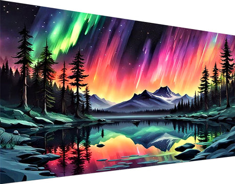 Ekuxom 5D Large Diamond Painting Kits, Aurora Large Diamond Art Kits for Adults, DIY Glow Dimand Art Paintings Aurora Full Drill Northern Lights Gem Art Home Wall Decor 27.6x15.8in Ekuxom