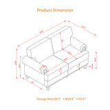 KEIKI Faux Leather Loveseat Sofa, 59.5"W Mid Century Modern Couch with Storage, Comfy 2 Seaters with Nailhead Trim & Rolled Armrests, Deep Seat Small Sleeper for Living Room, Apartment, Office, Brown KEIKI