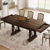 IDEALHOUSE Wooden Dining Table for 6-8 People with 2 Large Drawers, 71 in Long Farmhouse Rectangular Kitchen Dining Table & Thick Table Top, Sturdy Frame, for Big Family, Dinette, Office, Walunt IDEALHOUSE