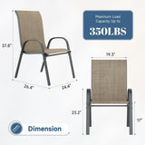 Amopatio 3 Piece Patio Set, Outdoor Stackable Dinging Chairs for All Weather, Breathable Garden Furniture for Backyard Deck, Brown Amopatio