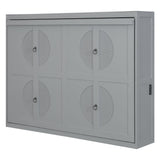 Ball & Cast Murphy Bed Full Size,Wall Beds with Charging Station and Storage Top,Slat Support,Wood Hideaway Cabinet Bedframe w/Leg,can be Folded,Space-Saving,for Small Room,Dorms,Gray Ball & Cast