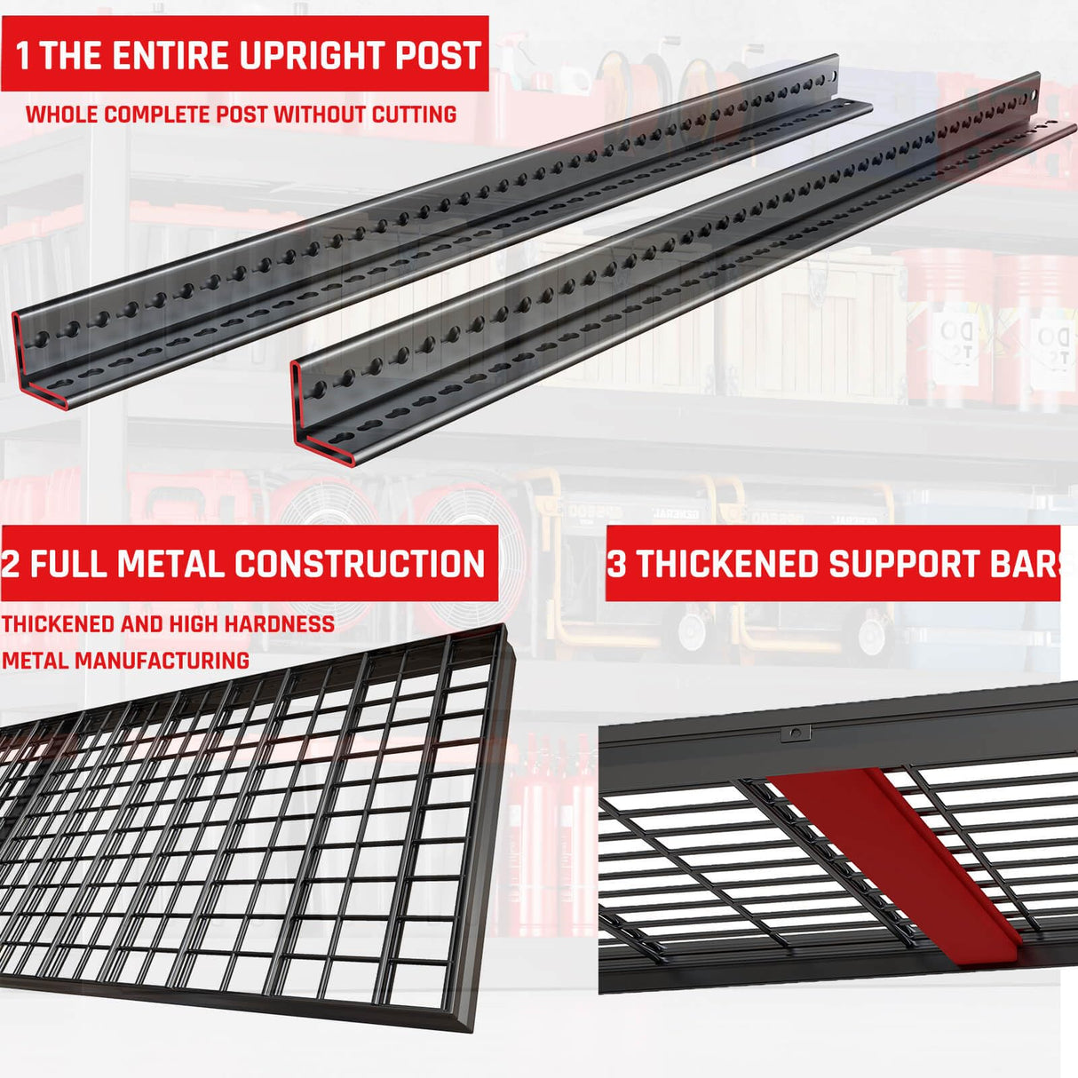 PMKES 67" Wide Garage Shelving Unit, 67" W x 24" D x 68" H, Heavy Duty Garage Storage Shelves,3500 LBS Capacity, Industrial Adjustable Shelves for Basement Warehouse PMKES