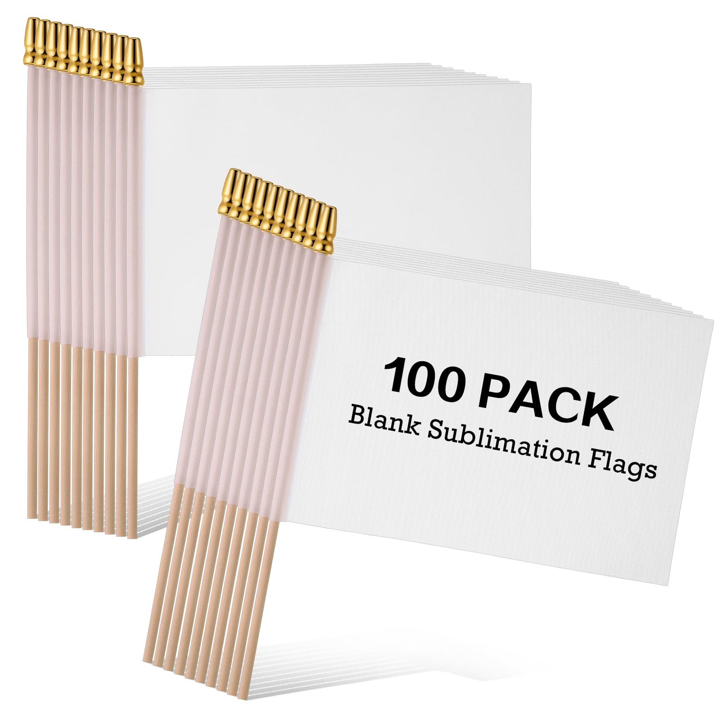 Remerry 100 Sets Sublimation Blank Flags Small White Flags Mini DIY Flags on Stick Sublimation White Flags with Wood Stick for Kids Birthday Party Parades Day Wedding Events Celebration, 5x8 Inch