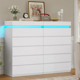 HAUOMS Tall 5 Drawer Dresser with LED Light, White Modern Chest of Drawers for Bedroom,Closet Dressers with Drawers for Living Room, Entryway, Hallway HAUOMS
