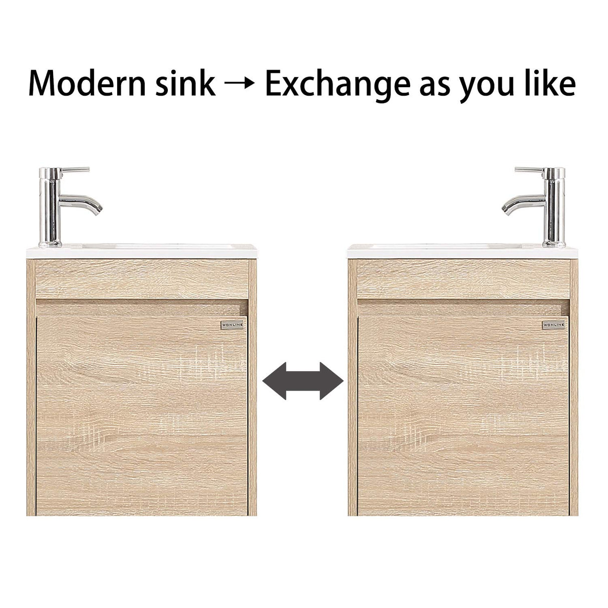 wonline 16" Single Sink Bathroom Vanity, Floating Modern Bathroom Vanity with Sink for Small Space wonline