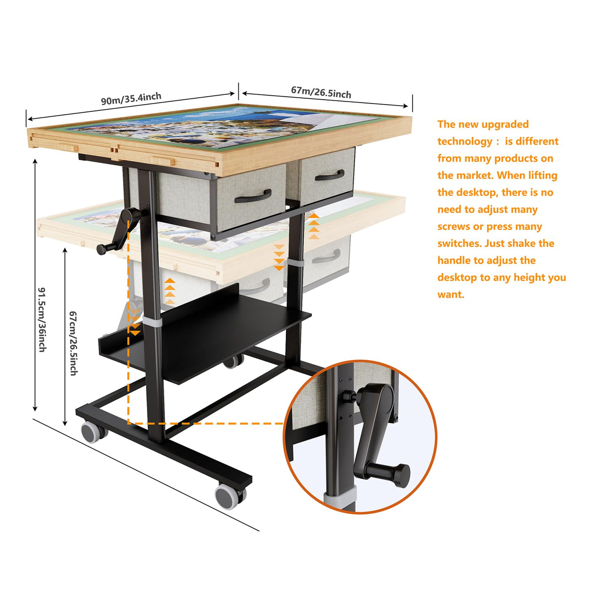 1500 Piece Jigsaw Puzzle Table with Legs,Jigsaw Puzzle Board Portable with 4 Drawers and Cover,35"x26"Adjustable Puzzle Tables for Adults,Gift for Mom OIRBOEUS