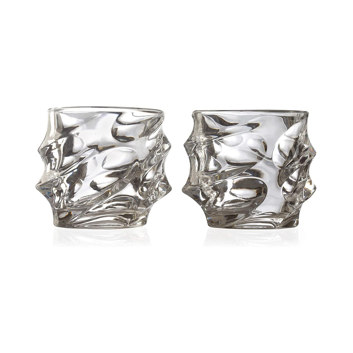 Glacier Mountain Whiskey Glasses and Liquor Decanter set | 4 Crystal Bourbon Glasses with Matching Whiskey Decanter on beautiful wood tray | Ideal Bourbon Gifts for Women & Men, Whiskey Decanter Sets The Wine Savant