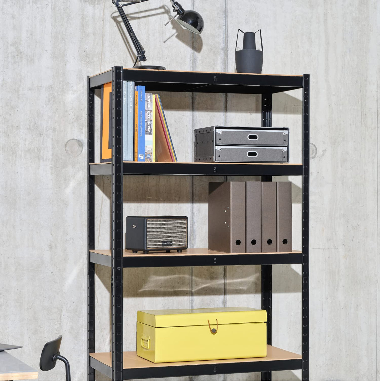 Garage Shelving Units - 71" H x 47" L x 18" - Heavy Duty Racking - Shelves for Storage -1 Bay - Black - 5 Tier - 2000LB Capacity (400LB Per Shelf) - Workshop, Shed, Office - 5 Year Warranty G-Rack