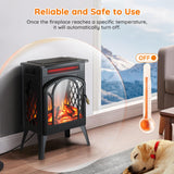 Rintuf Small Electric Fireplace Heater, 1500W Infrared Fireplace Stove with 3D Flame Effect, Adjustable Thermostat, 8H Timer, Remote Control, Freestanding Space Heaters for Indoor Use Large Room Safe Rintuf