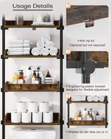 ALLZONE 4-Tier Adjustable Over-The-Toilet Storage Organizer in Rustic Brown for Small Bathrooms ALLZONE