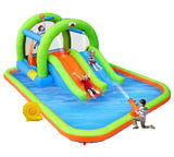 WELLFUNTIME Inflatable Water Park with Blower, and Bouncy House with Double Slide with Water Cannon and Basketball Ring WELLFUNTIME