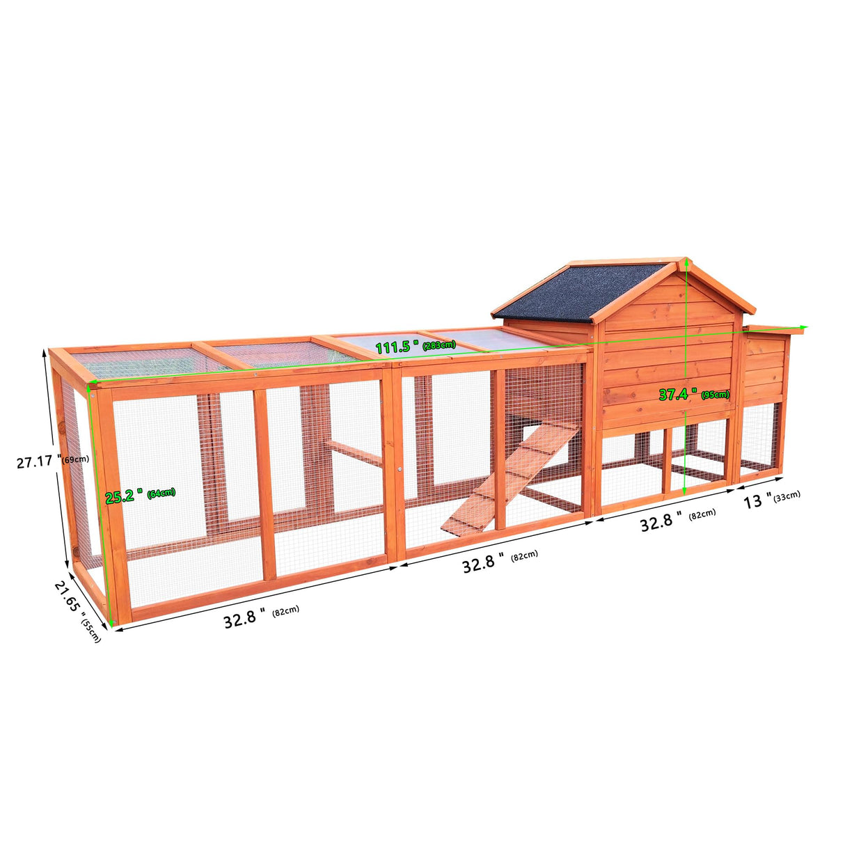 ZMAD Large Chicken Coop with Run, Wooden Hen House for 2-5 Chickens, Outdoor Chicken Run Poultry Cage Rabbit Cage Duck House with Nesting Box (Red) ZMAD