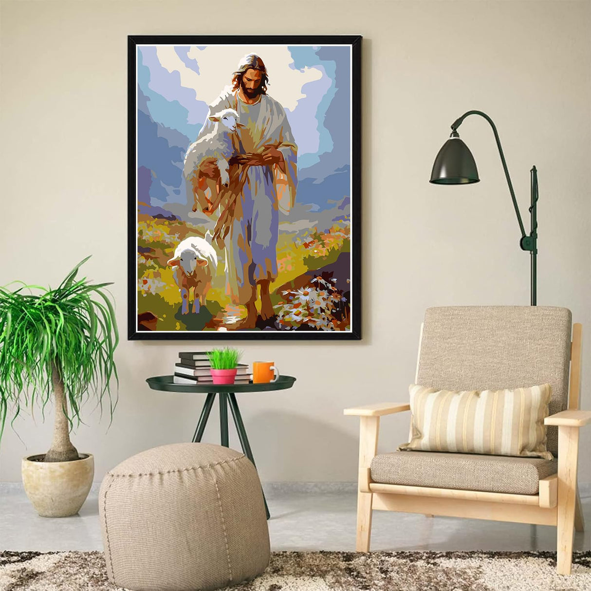 igoodom Jesus Paint by Numbers for Adults - Christian Paint by Numbers Kits on Canvas for Beginners DIY Potted Acrylic Oil Painting Art Crafts Set for Home Decor Wall Art 16x20in igoodom