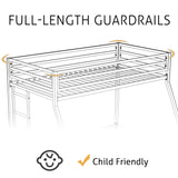 SHA CERLIN Twin Over Full Metal Bunk Bed with Removable Stairs and Under-Bed Storage in Matte White SHA CERLIN