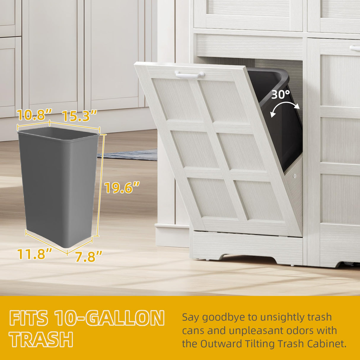 DWVO Kitchen Pantry Cabinet, 70" Tall Farmhouse Freestanding Kitchen Storage Cabinets with 10 Gallon Tilt-Out Trash Can Cabinet,2 Drawers, Microwave Coffee Bar for Living & Dining Room, White Walnut DWVO