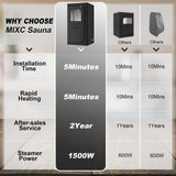 MIXC Portable Steam Sauna Box, Portable Sauna for Home, Person Sauna Tent Sauna Box at Home Spa with 2.6L & 1500W±10%, Remote Control, Folding Chair, Home Sauna for Gym,Pilates,Garage,Hot Tub MIXC