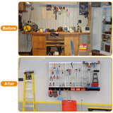 TORACK 109Pcs Wall Organizer Utility Storage Kit with Toolboard Hooks & Accessories, 4 ft. Metal Pegboard for Garage with Wall Mounted Bins & Racks TORACK